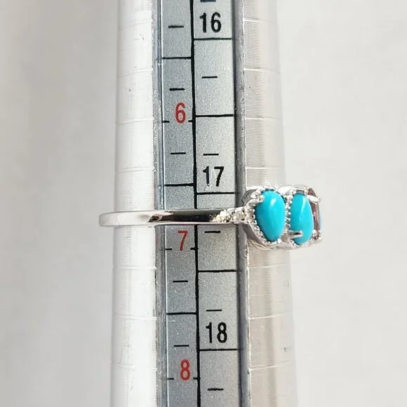NWT 925 Sleeping Beauty Turquoise & Garnet Ring Size 7 - Picture 10 of 12